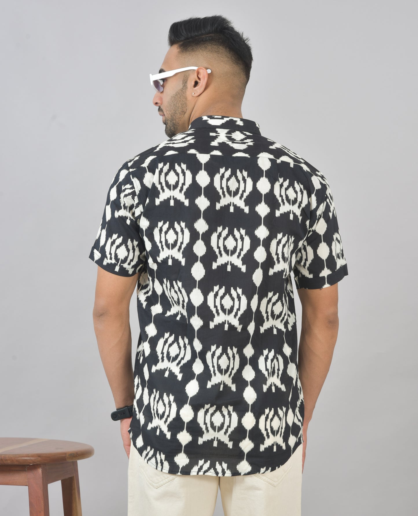 Black Kung Fu Panda Short Sleeves Kurta