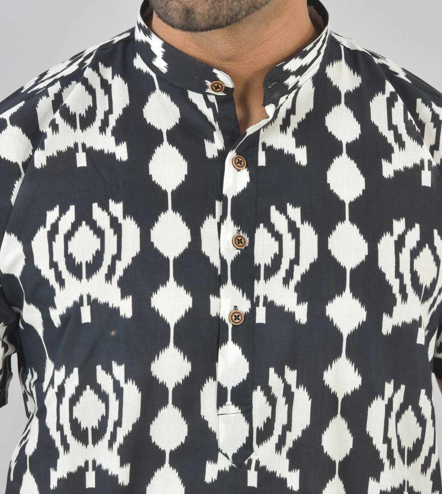 Black Kung Fu Panda Short Sleeves Kurta