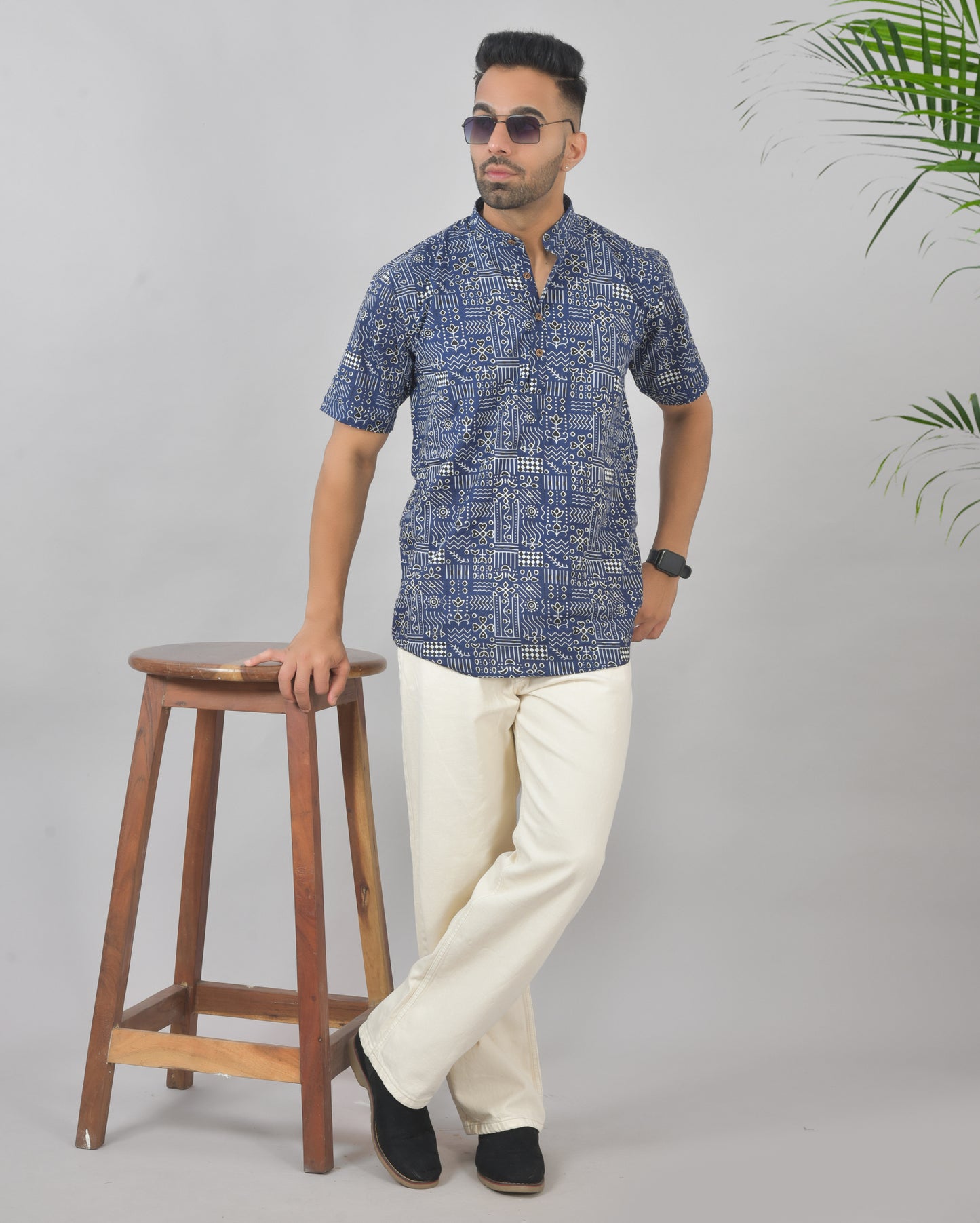 Blue Egyptian Short Sleeves Kurta