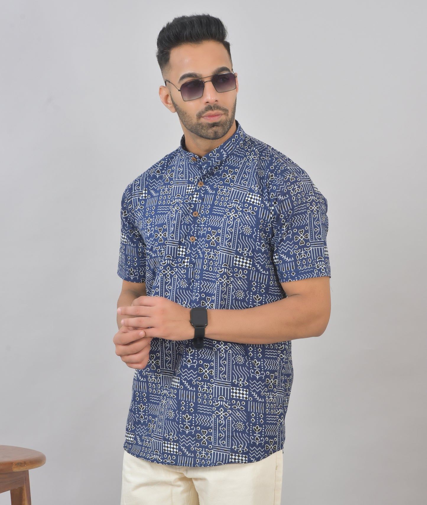 Blue Egyptian Short Sleeves Kurta