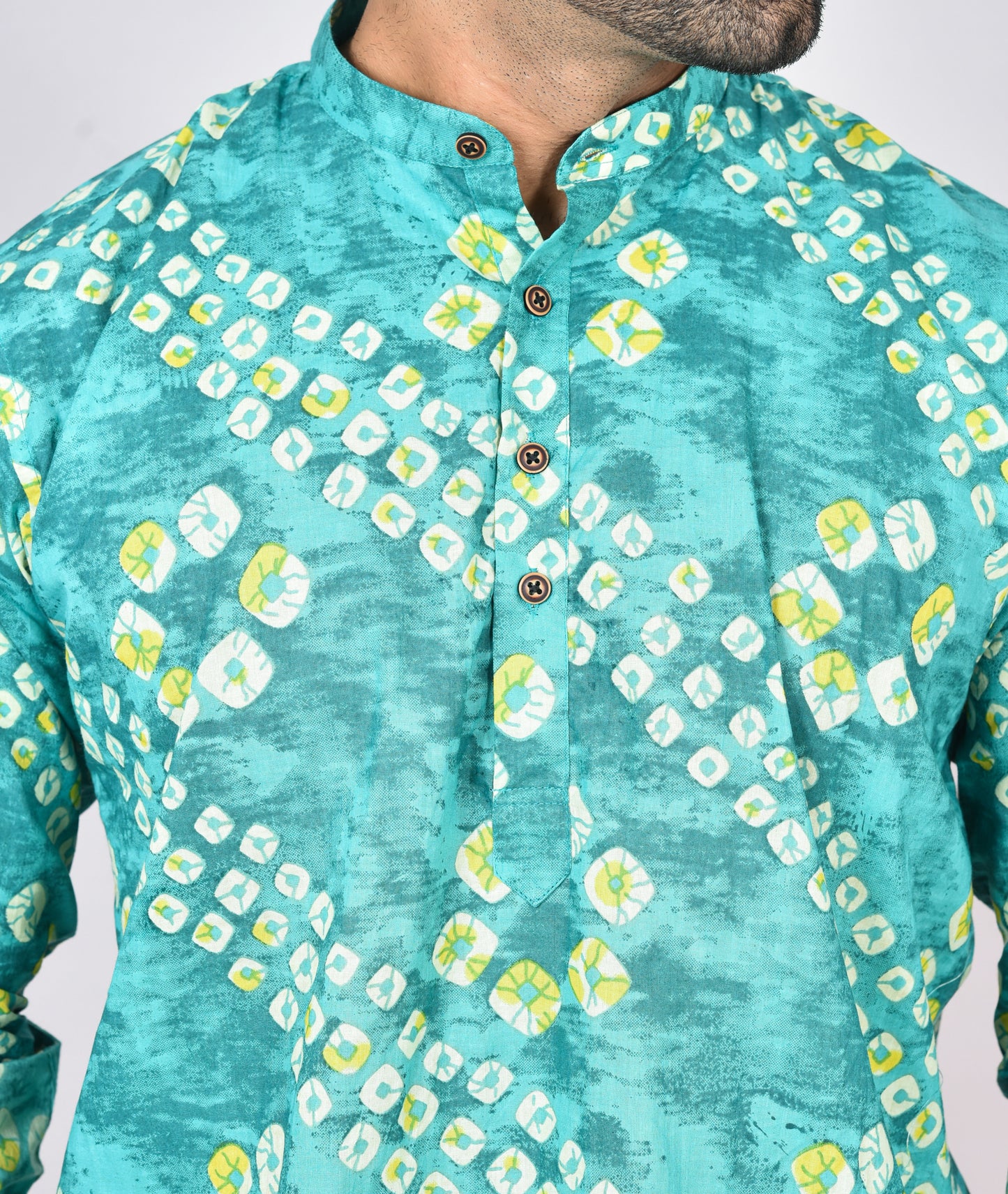 Green Dice Long Sleeves Kurta