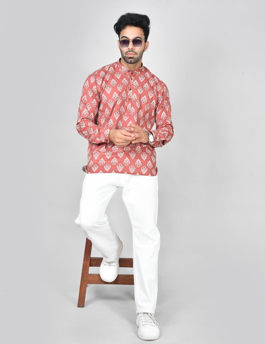 Deep Red Ranjan Long Sleeves Kurta