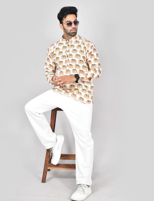 Yellow Indragaj Long Sleeves Kurta