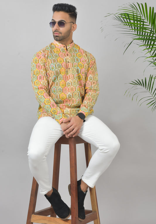 Cotton Candy Taj Mahal Long Sleeves Kurta