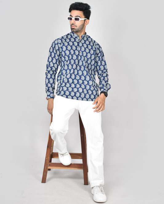 Blue Vrinda Long Sleeves Kurta