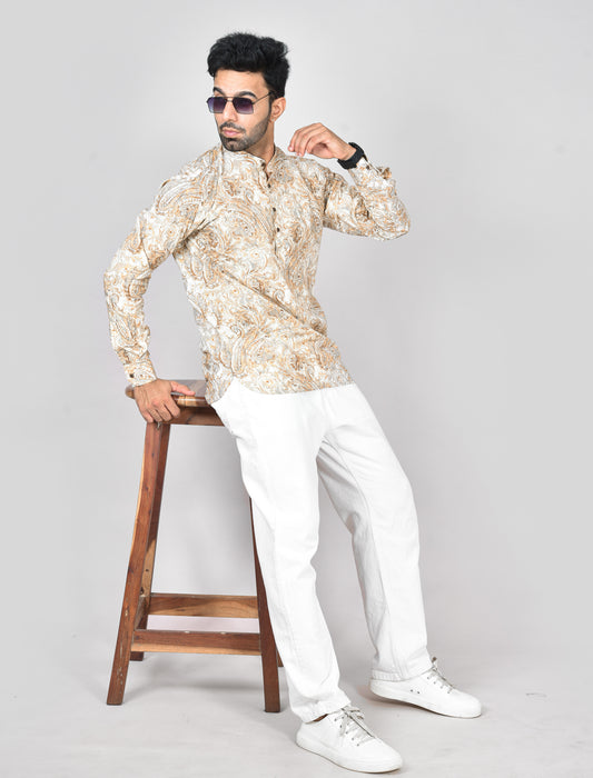 Honey Gold Paisley Long Sleeves Kurta