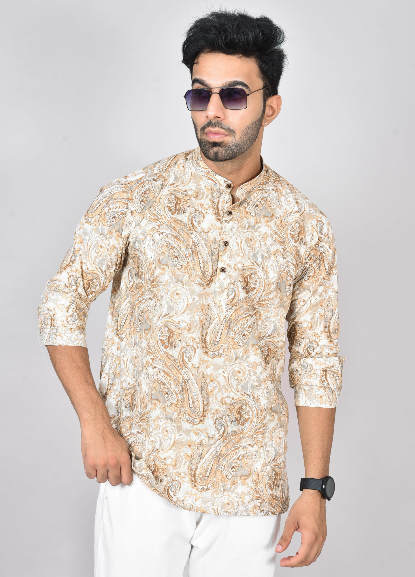 Honey Gold Paisley Long Sleeves Kurta