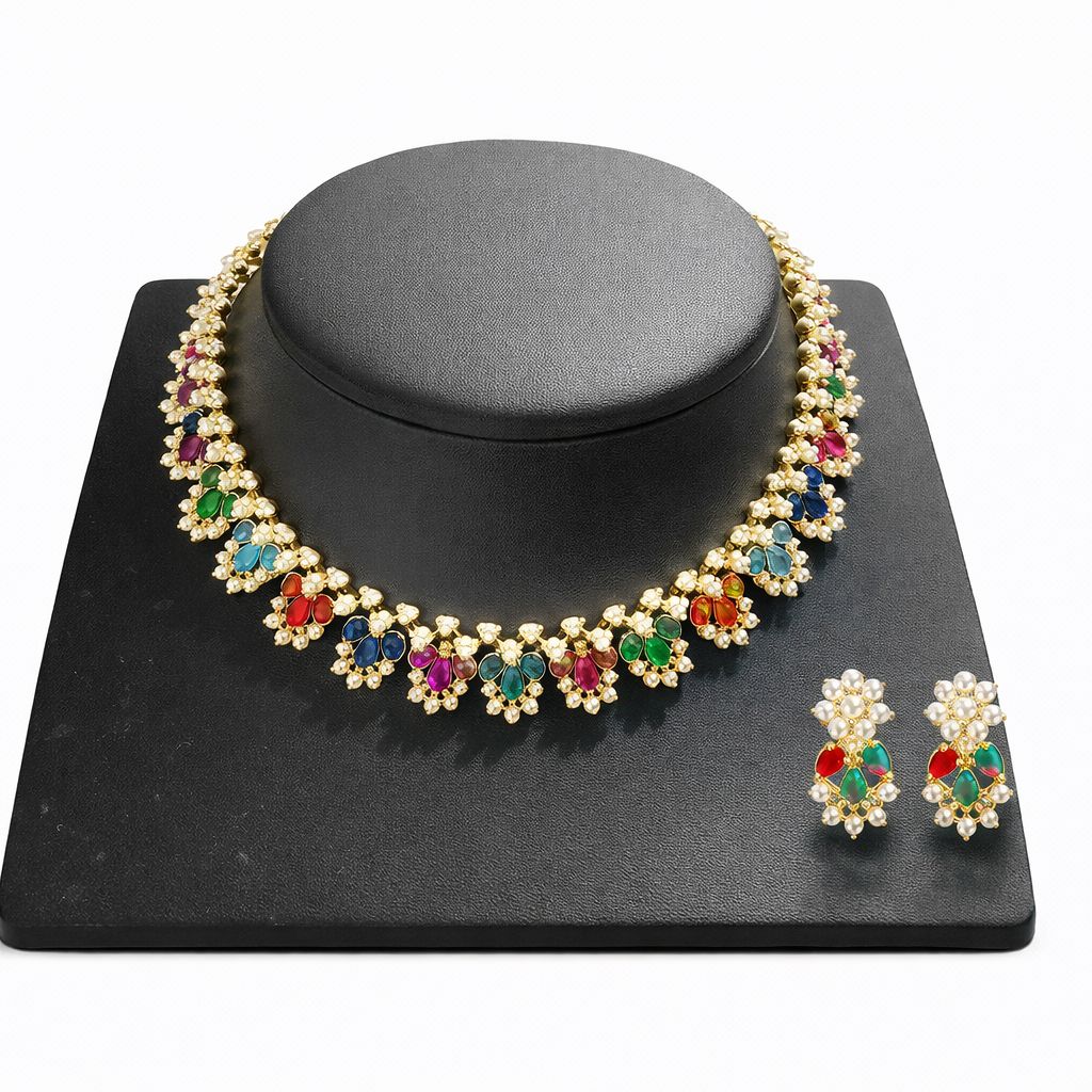Navaratna Floral Necklace Set