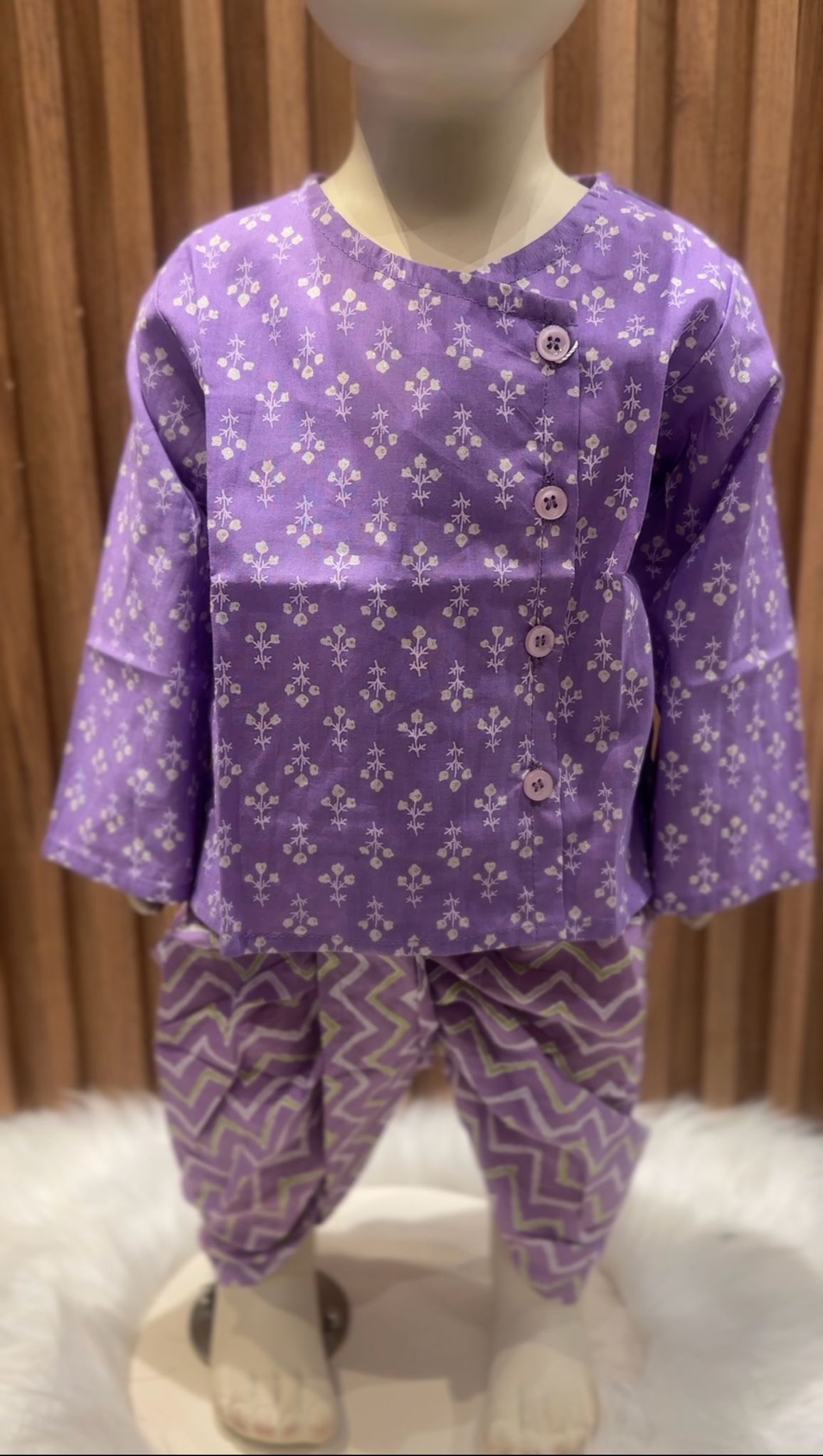 Purple Zig Zag Kurta with Dhoti