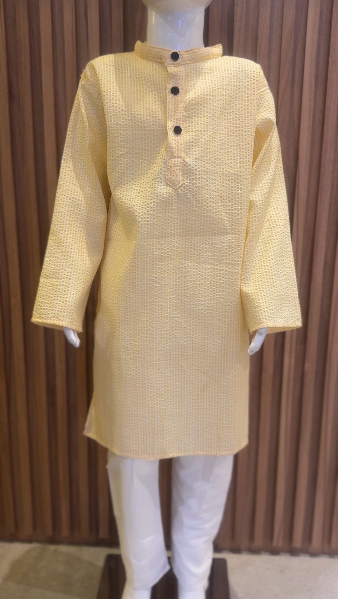 Pastel Yellow Stripped Kurta Set