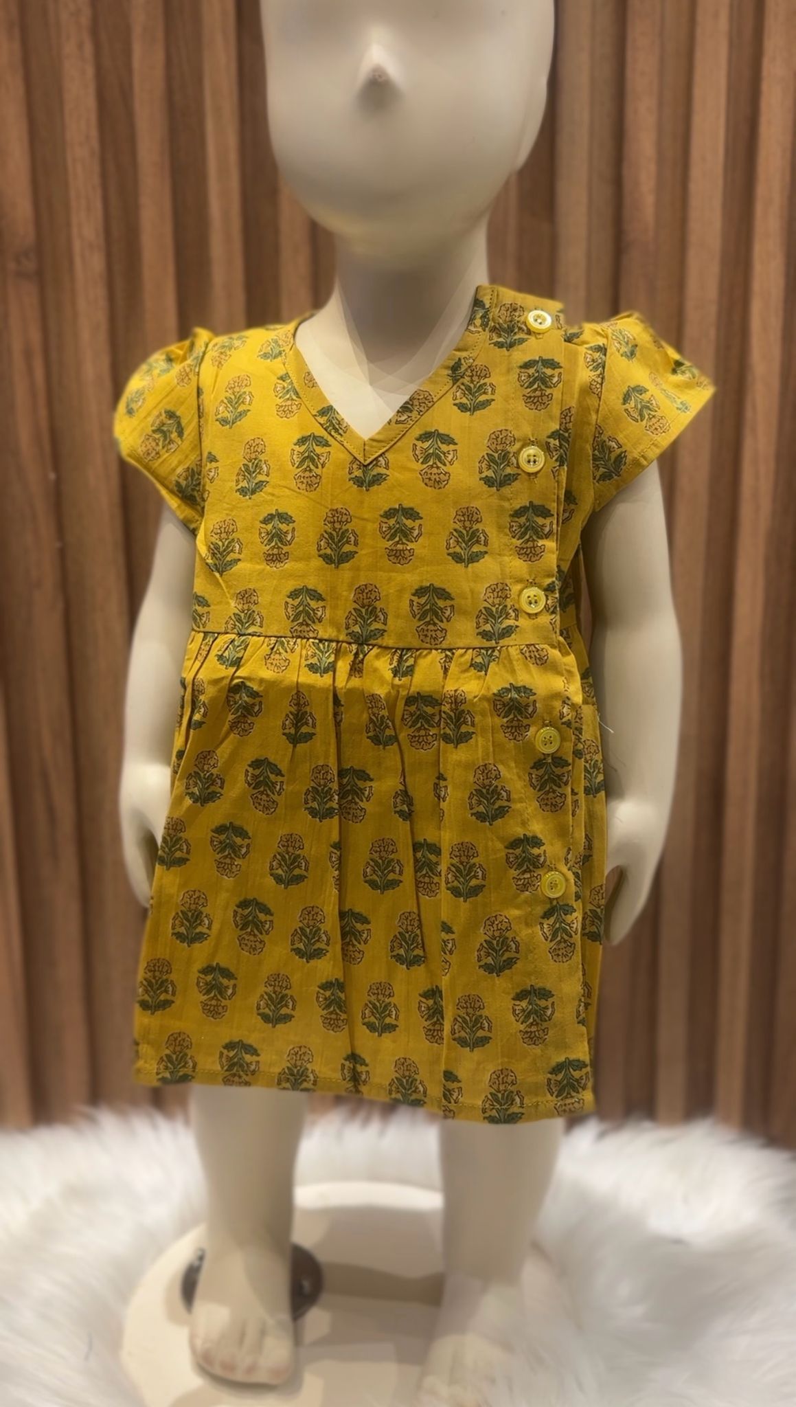 Mustard Flower Dress with Diaper Cover
