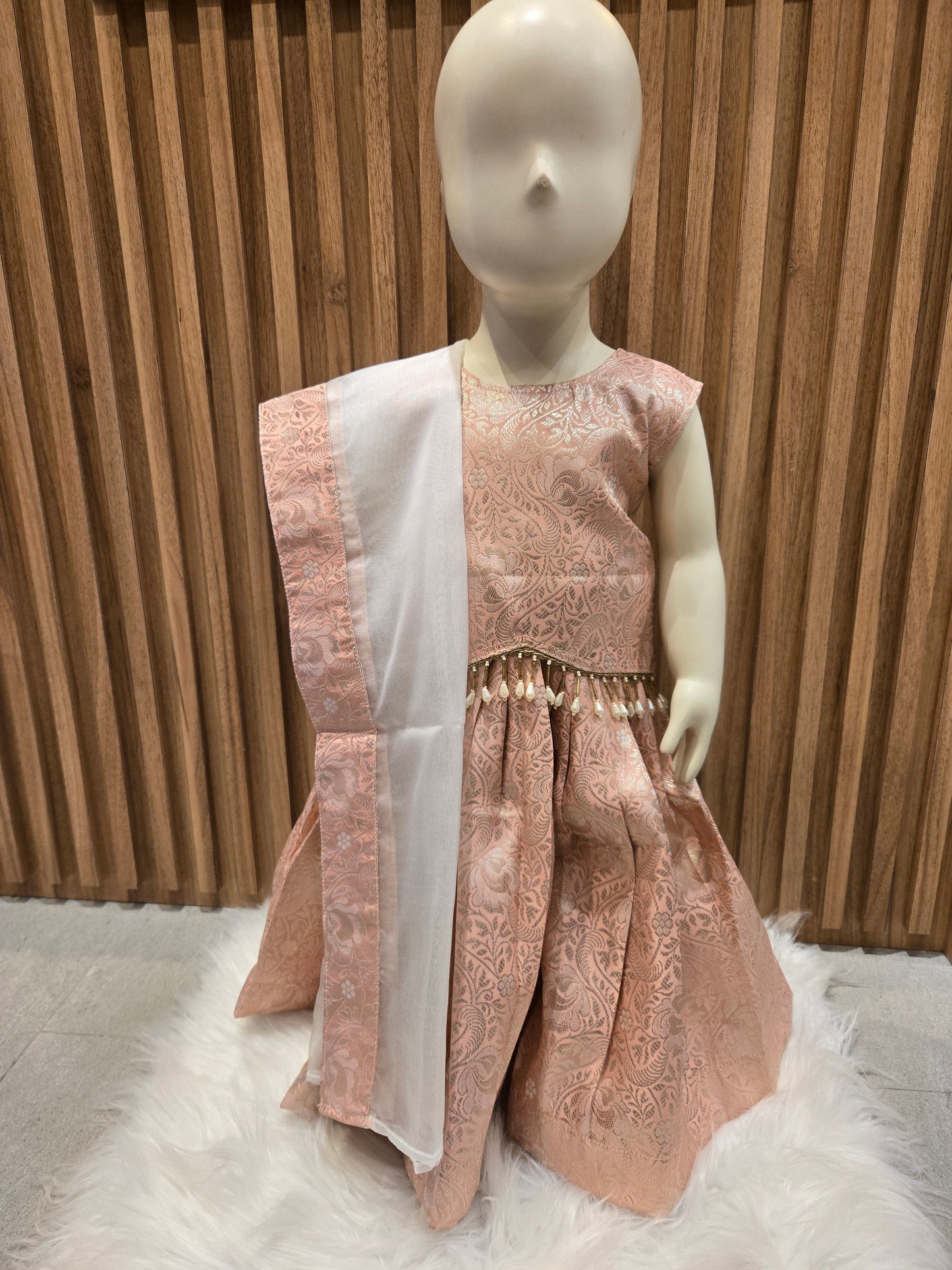 Peach Brocade Skirt and Top