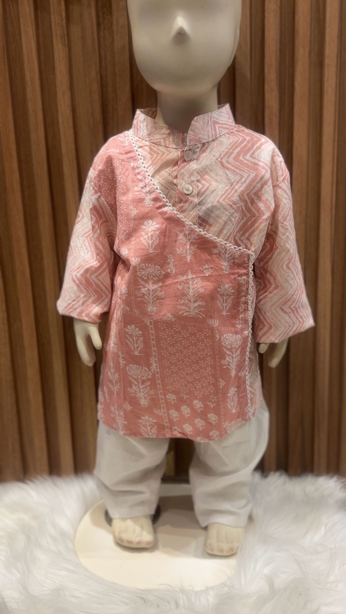 Pink Floral Printed Cotton Kurta with Pyjama