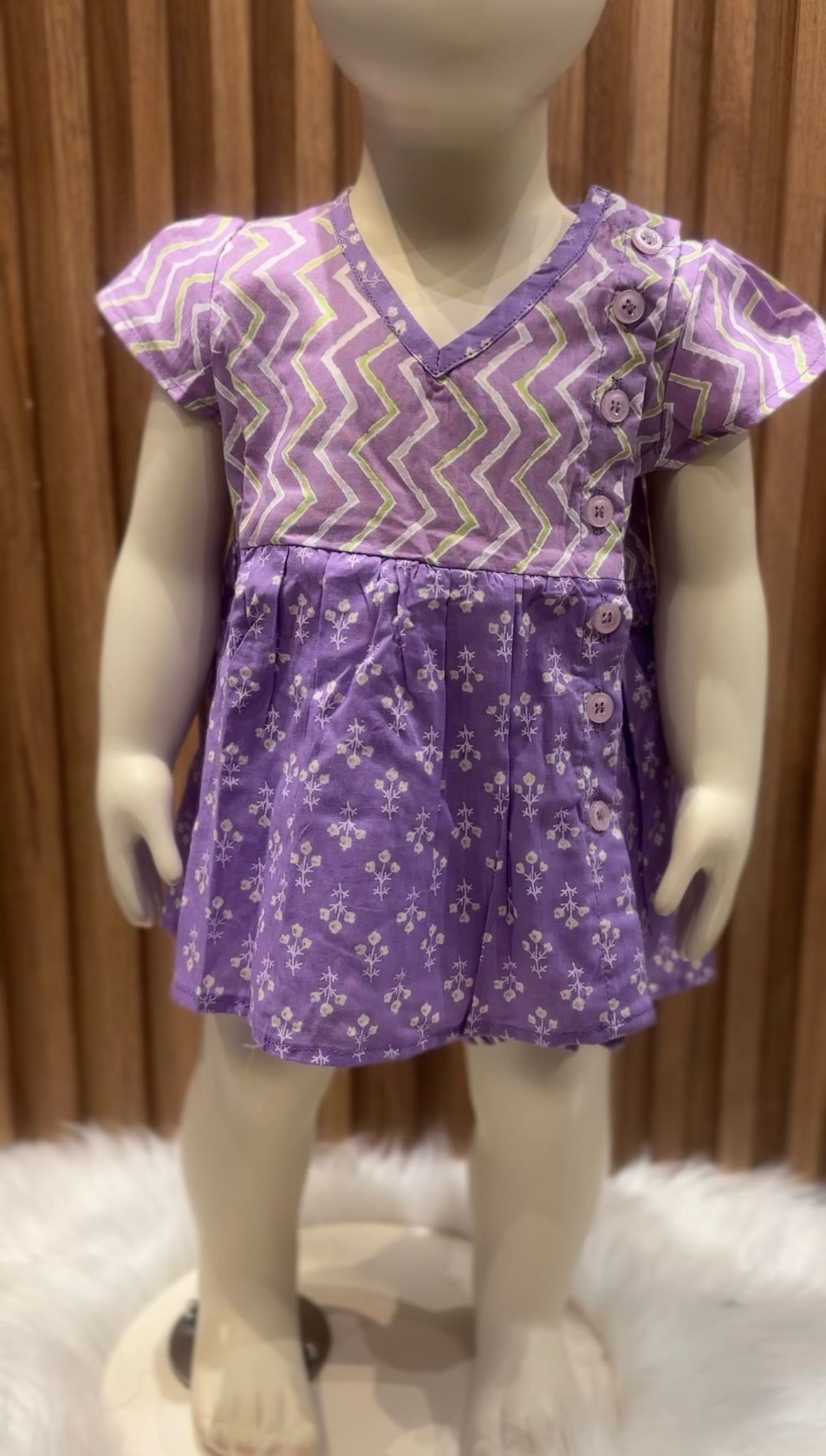 Purple Zig Zag Dress with Diaper Cover