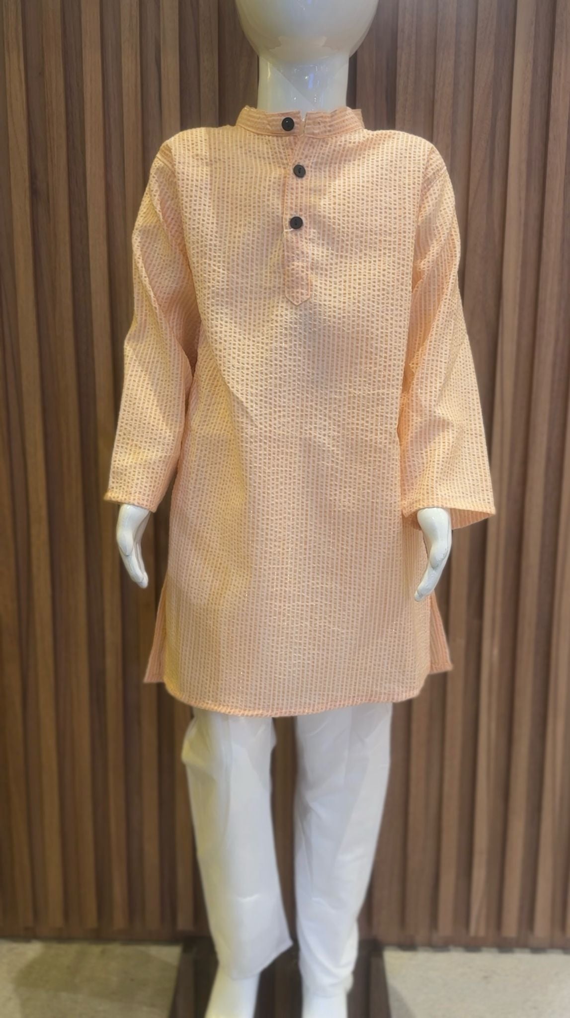 Pastel Orange Stripped Kurta Set