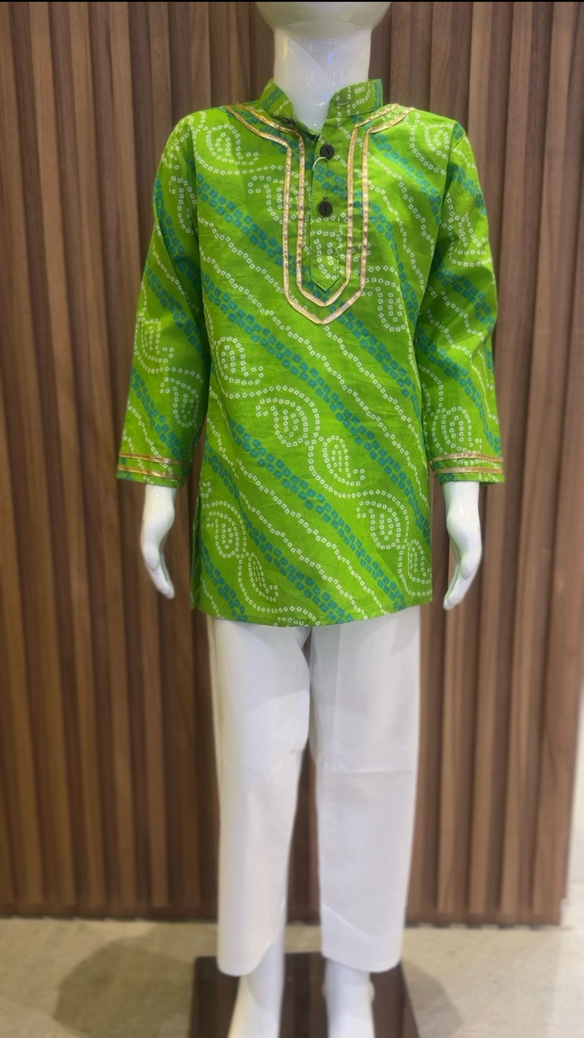 Green Bandhini Print Cotton Kurta Set