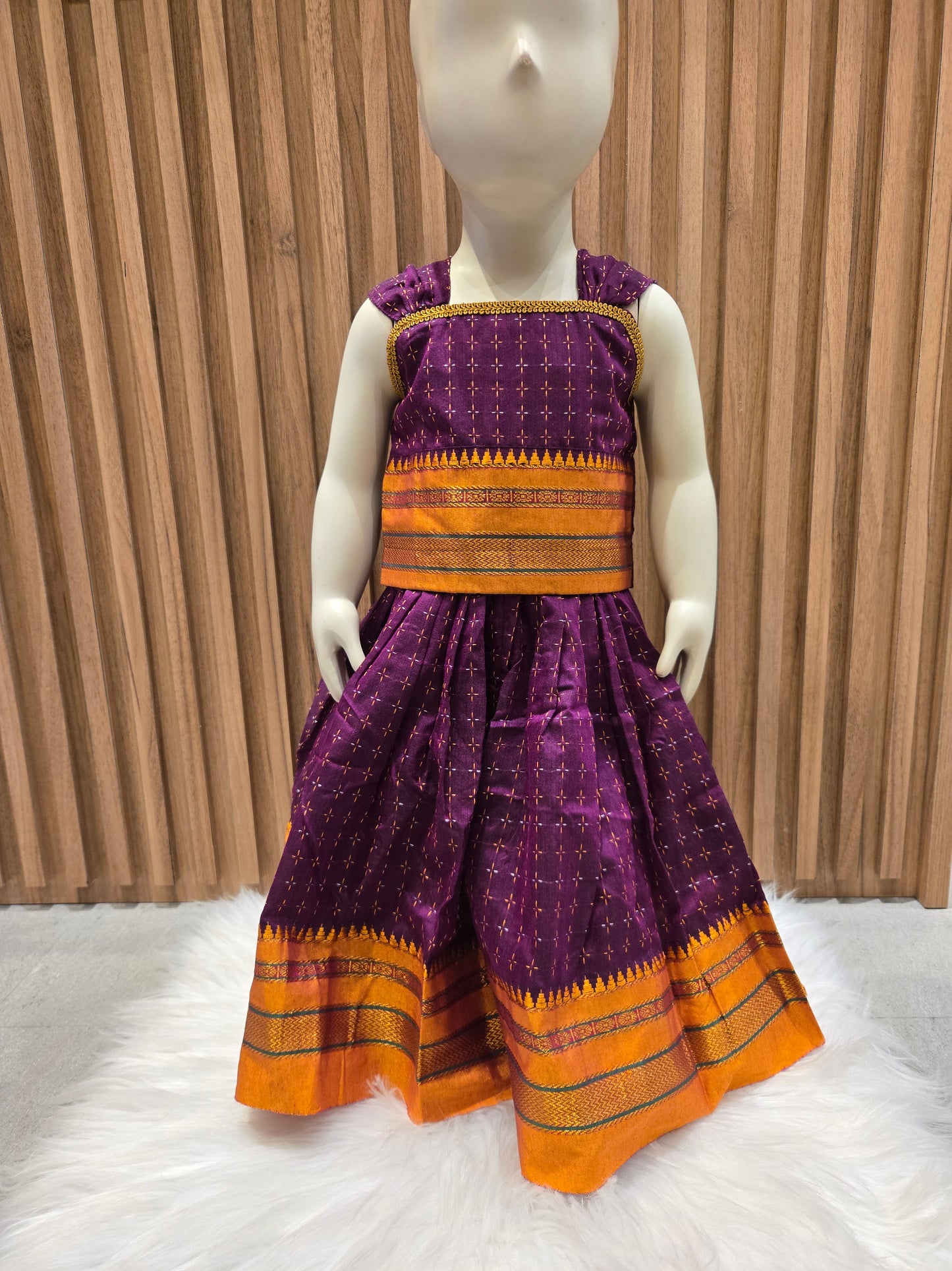 Purple and Green Patola Skirt and Top