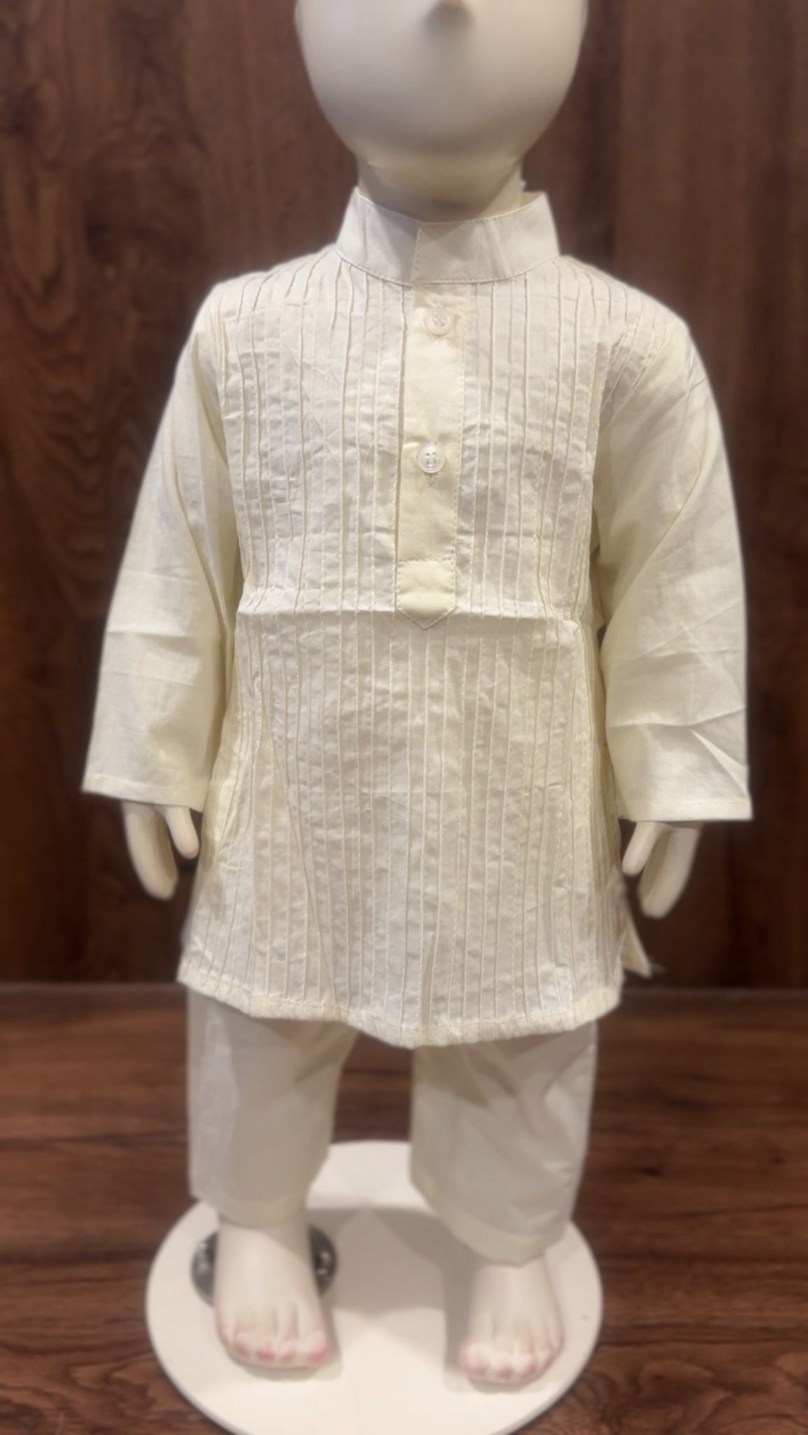 Cream Pintuck Kurta Set