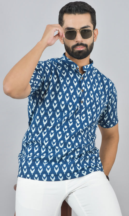 Indigo Ikat Inspired Half Short Kurta