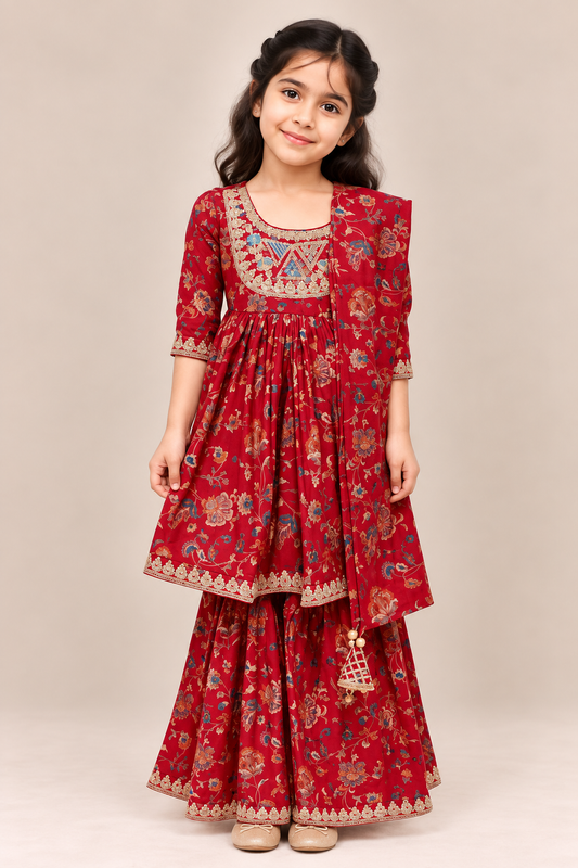 Rani Floral Gota Lace Top with Sharara Pants