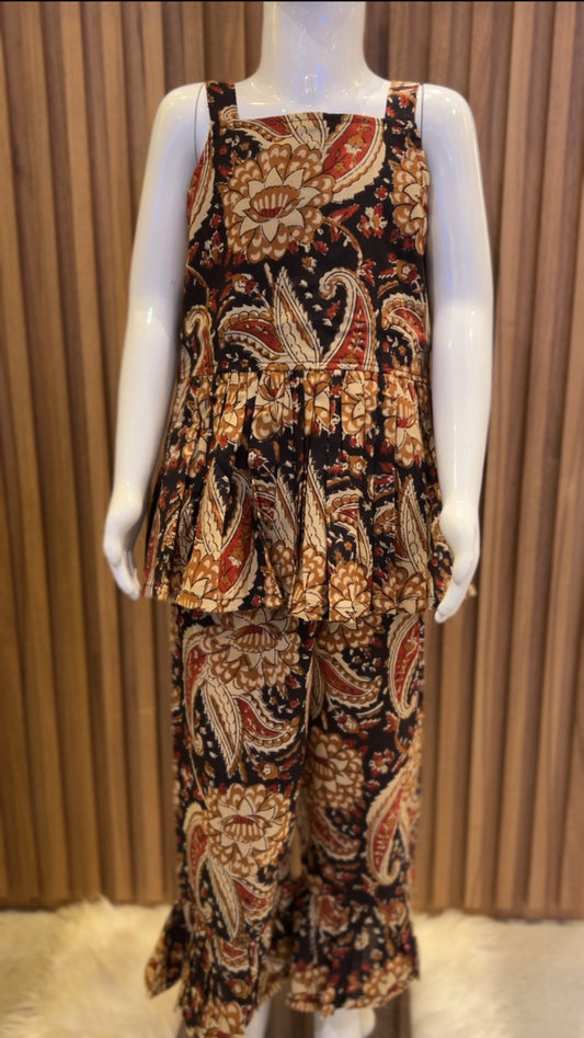 Black Rust Paisley Peplum Set