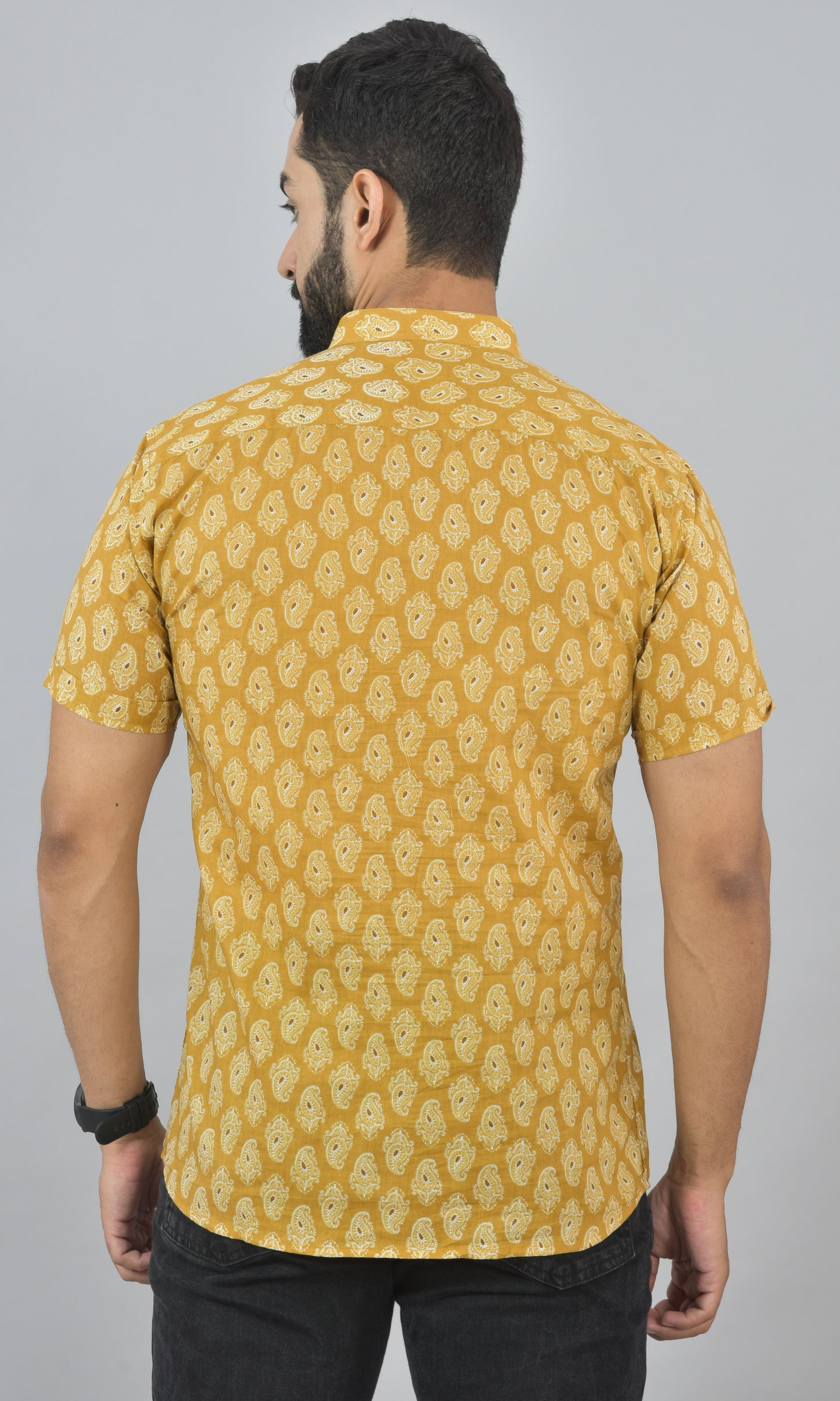 Mustard Paisley Half Short Kurta