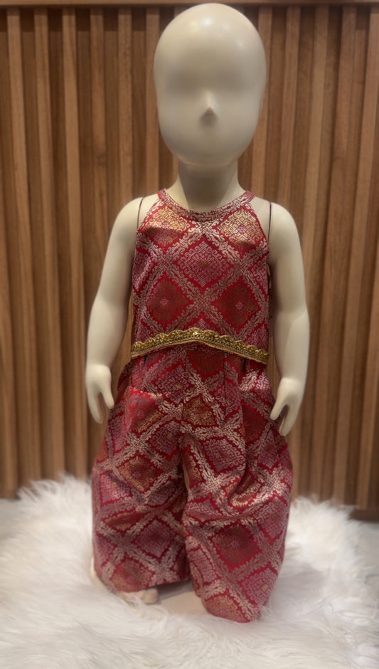 Red Brocade Top and Pant