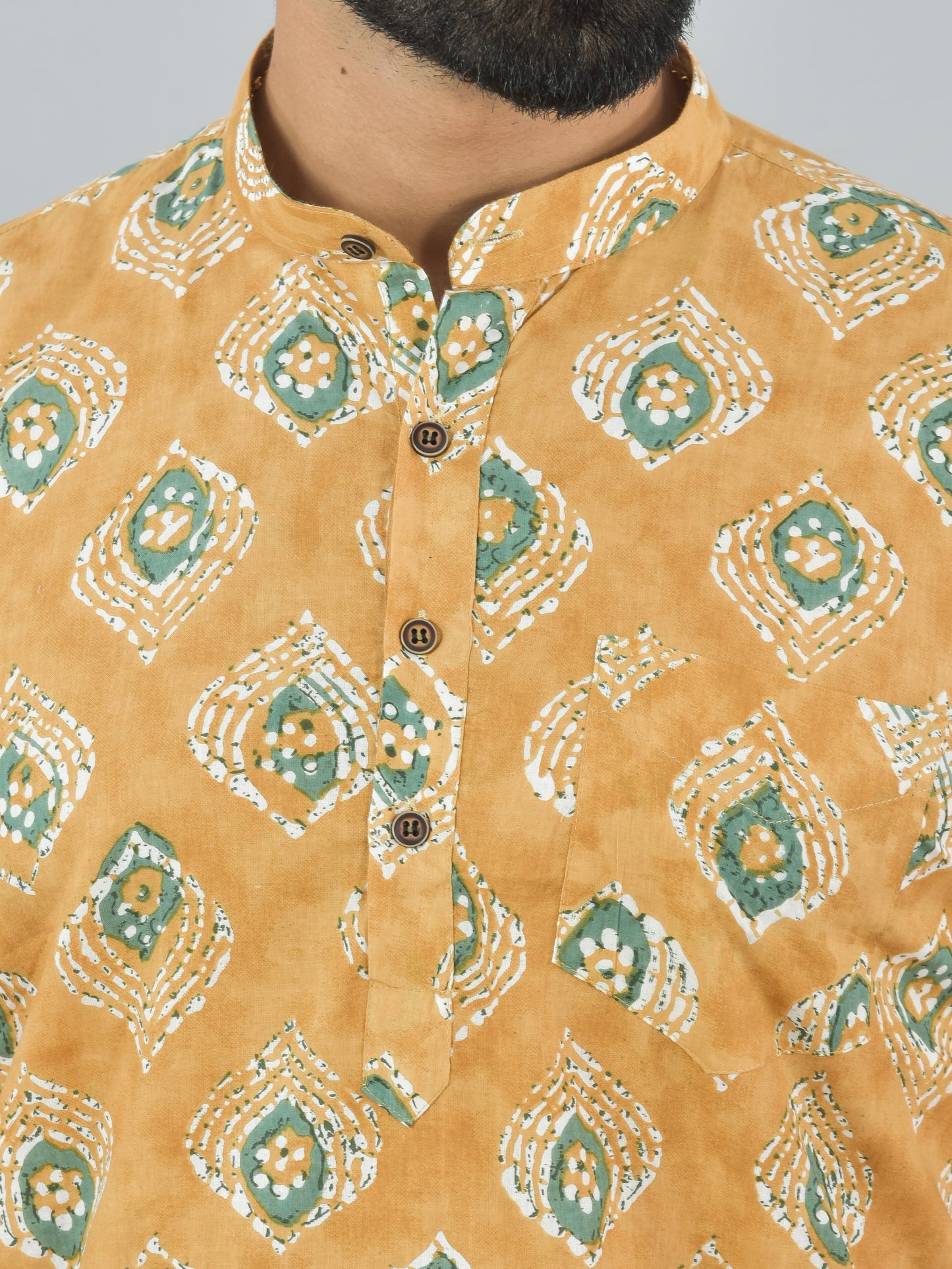 Mustard Leaf Half Short Kurta