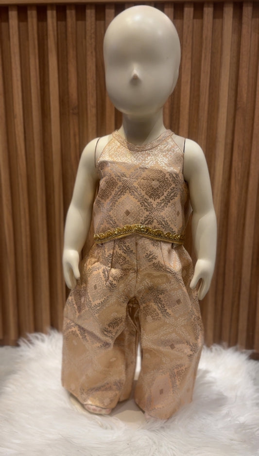 Peach Brocade Top and Pant