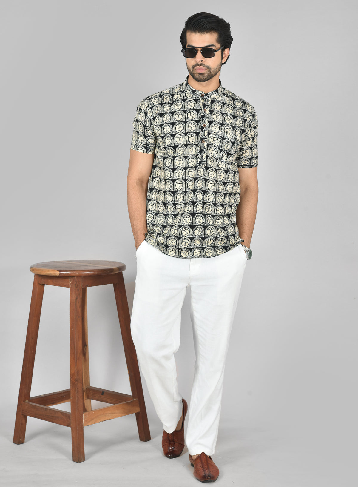 Muse Print Short Sleeves Kurta