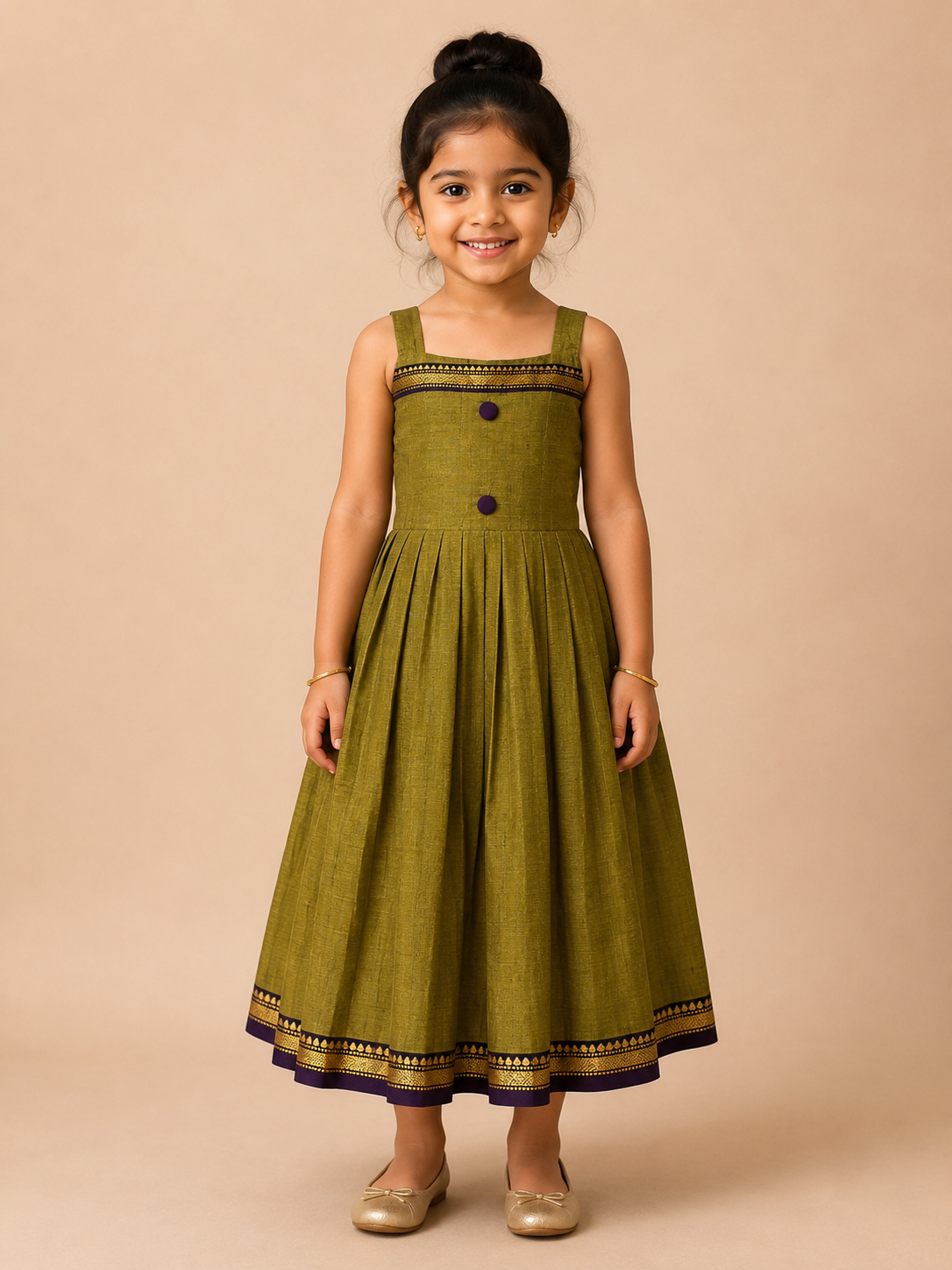 Parrot Green Narayanpet Strap Dress