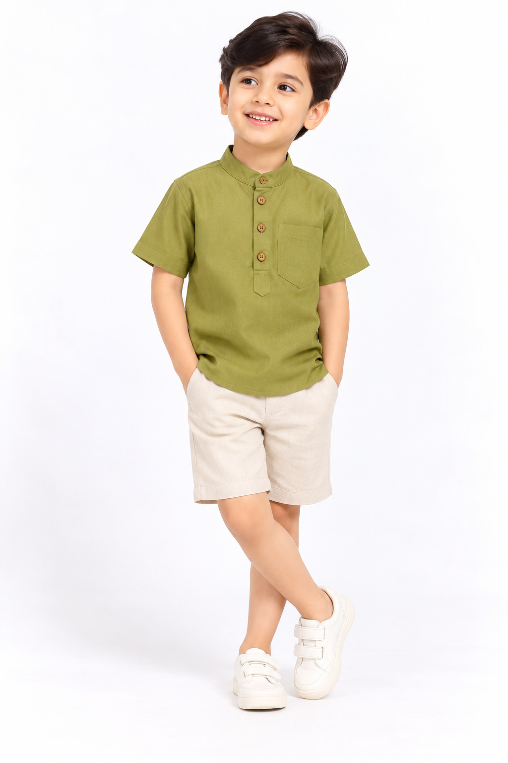 Pistachio Plain Short Sleeve Kids Boys Kurta