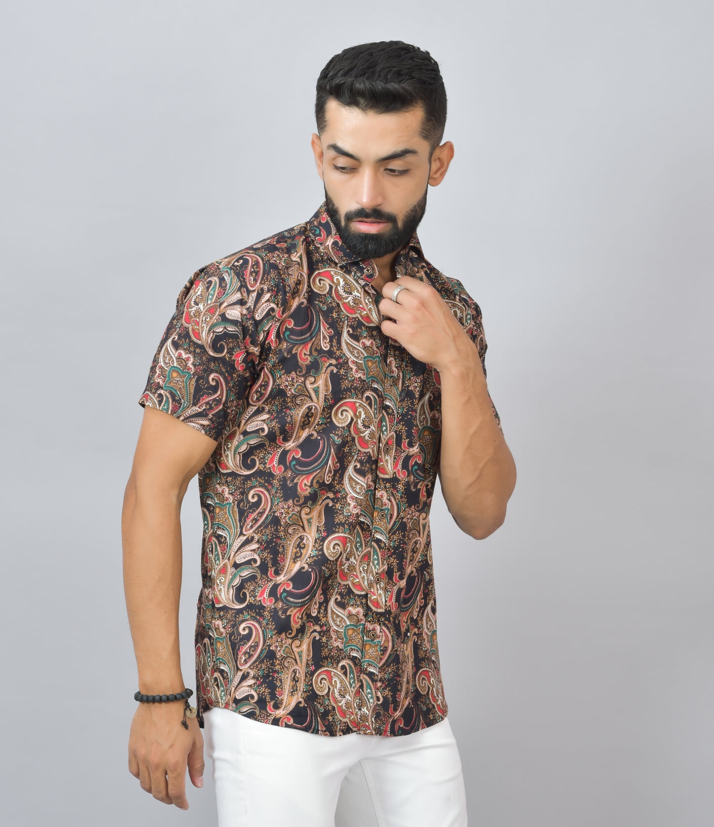 Datuk Style Cotton Printed Half Shirt