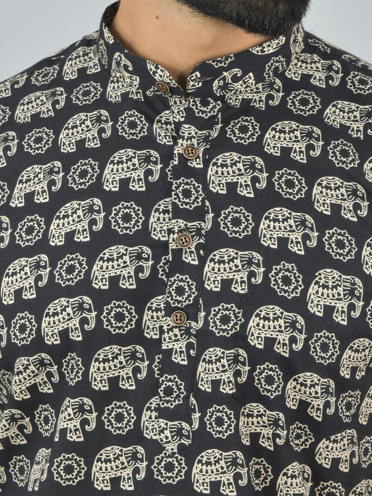 Black Elephant Parade Half Short Kurta