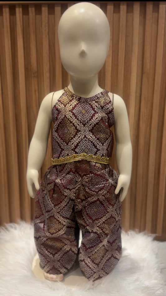 Brown Brocade Top and Pant