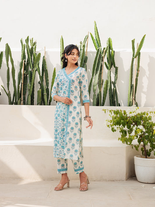 Dvinya Neela Angrakha Kurti Set