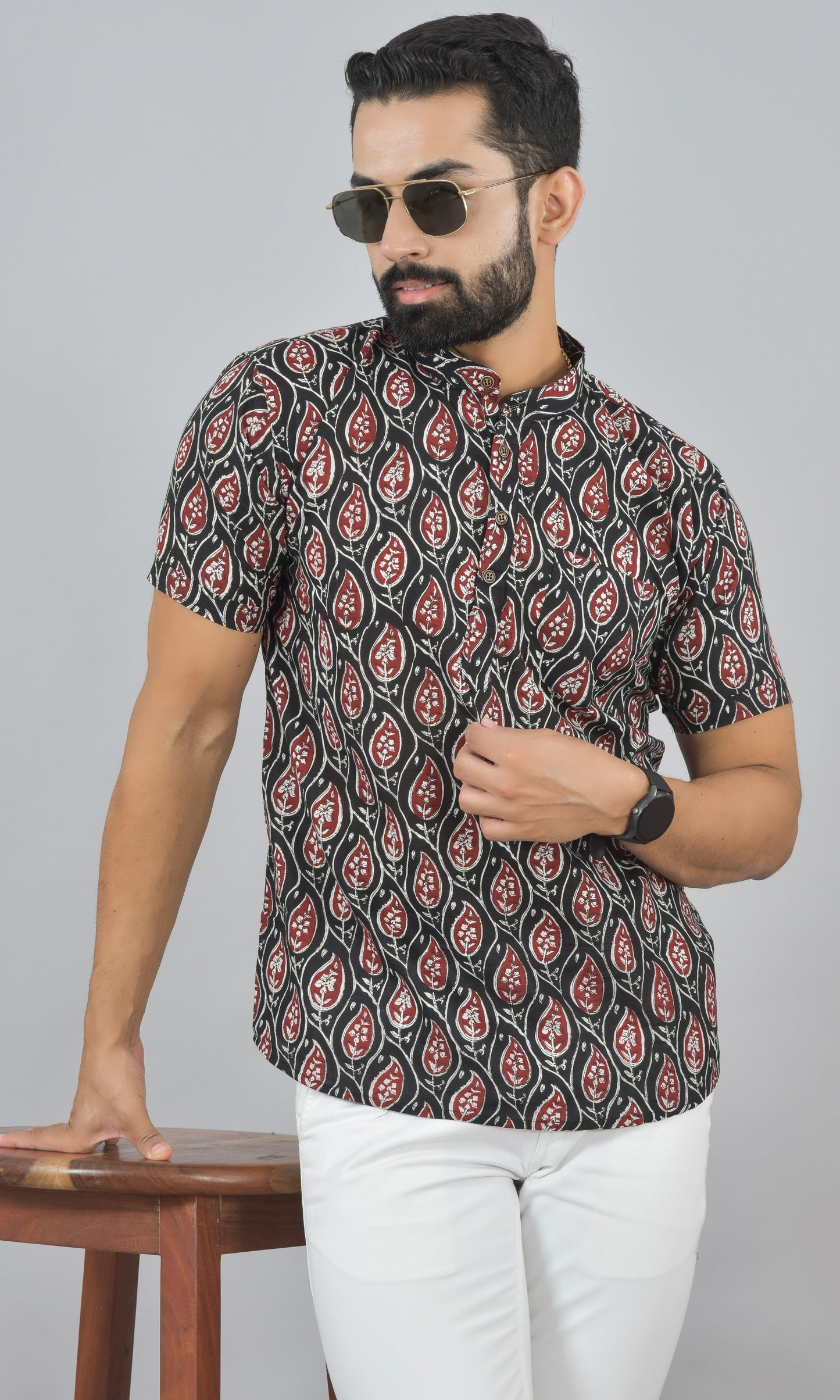 Crimson Leaf Half Short Kurta