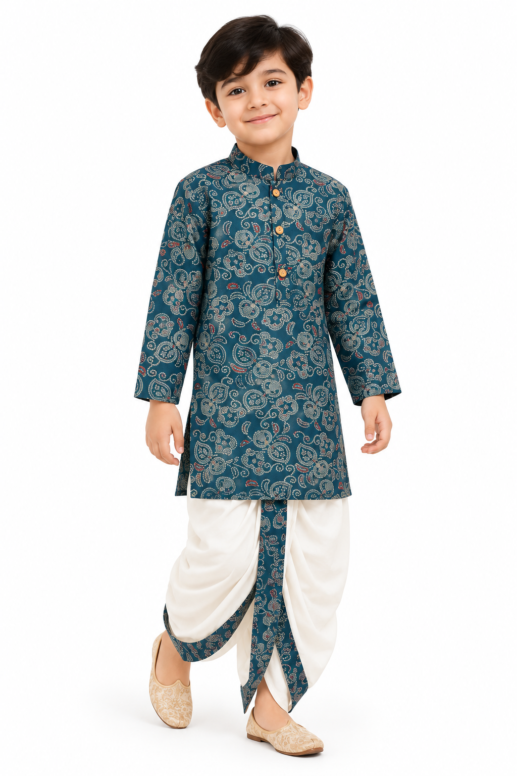 Neela Bandhani Kurta Dhoti Set