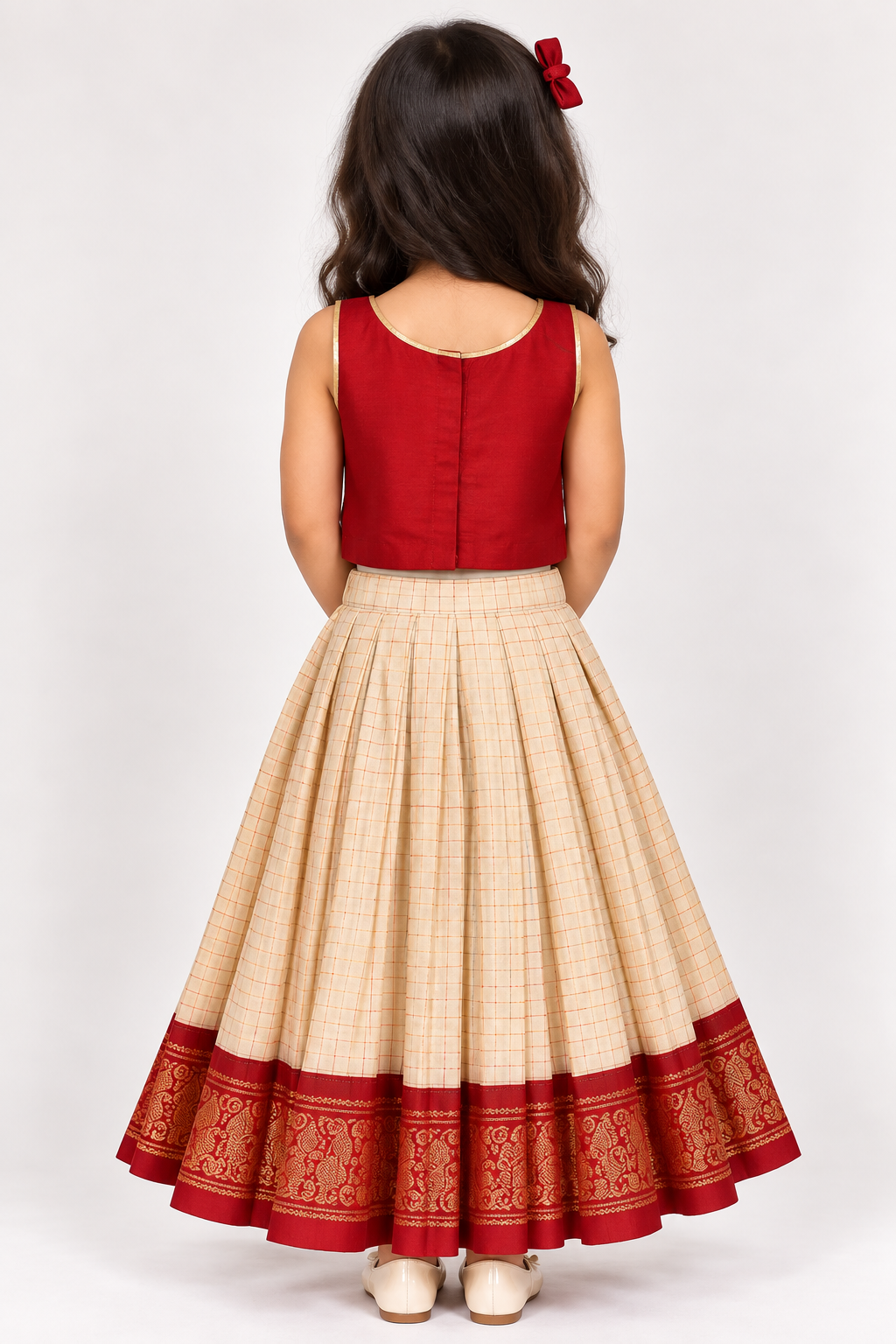 Red Kerala Mundu Yamuna Pavadai Set