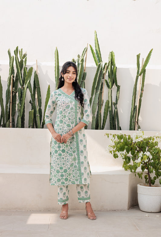 Dvinya Emerald Angrakha Kurti Set