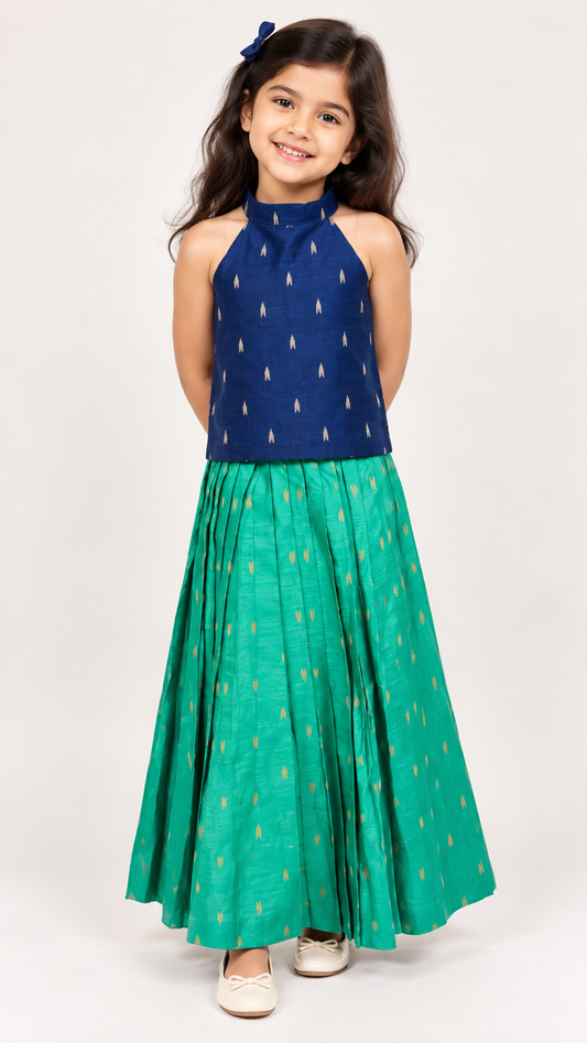 Neela Mint Cotton Pavadai Set