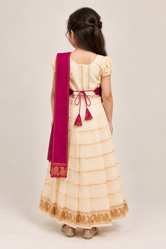 Pink Veldhari Half Saree Set