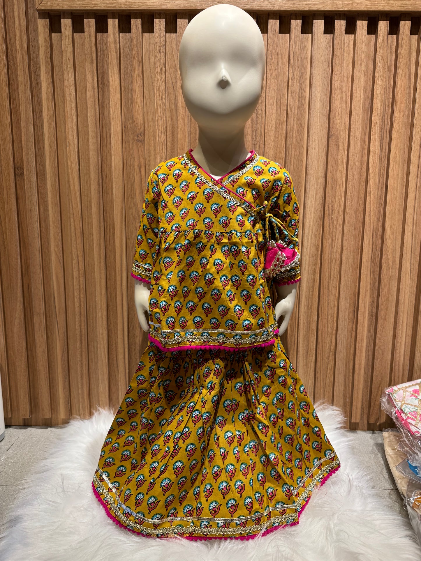 Mustard Yellow Angrakha with Skirt