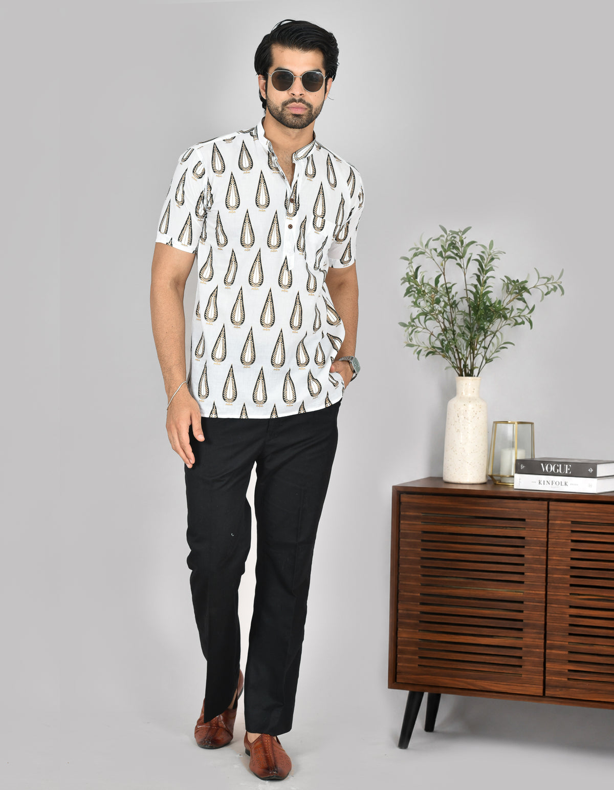 Ivory Fern Short Sleeves Kurta MK