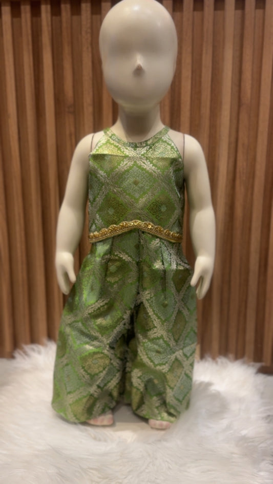 Green Brocade Top and Pant