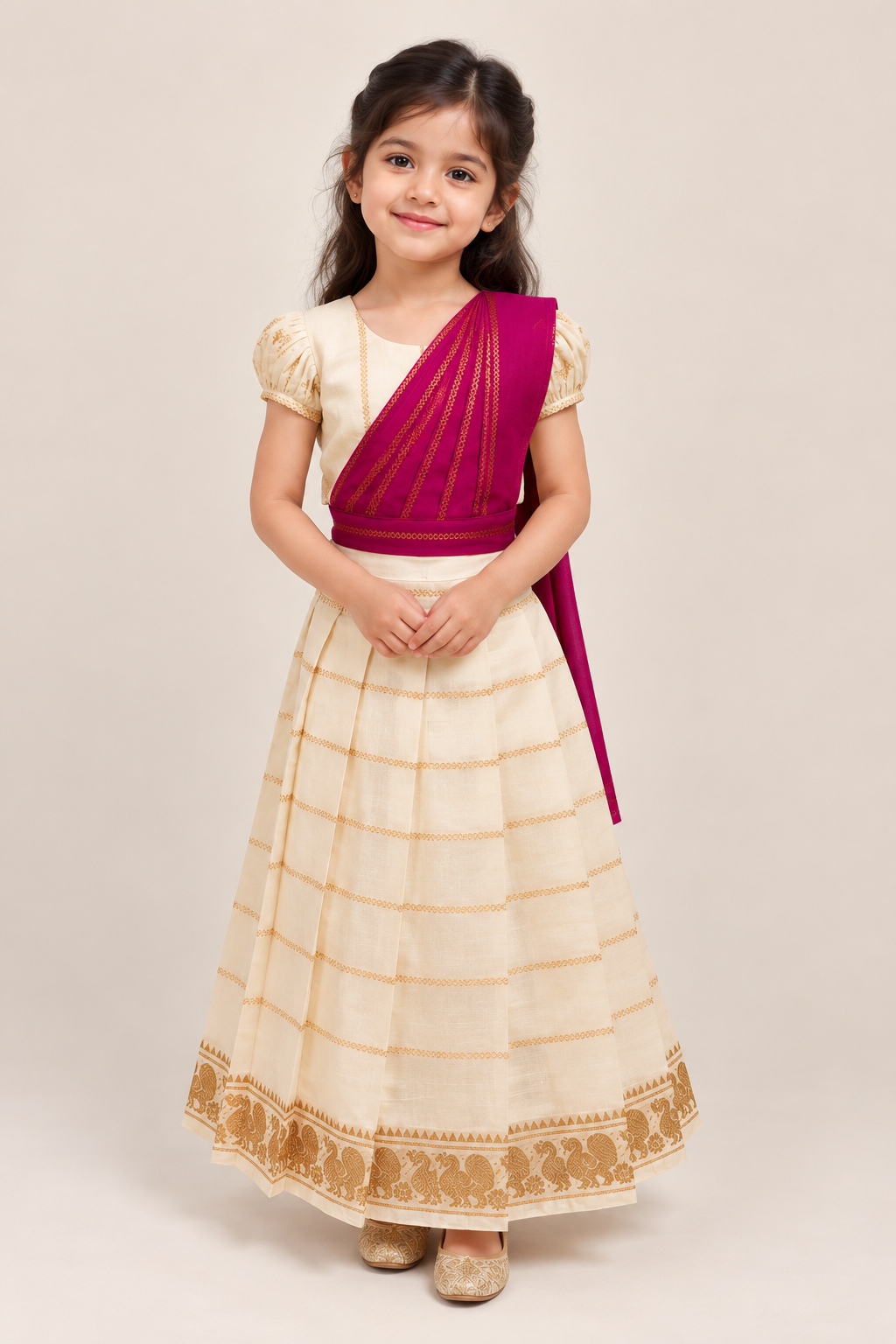 Pink Veldhari Half Saree Set