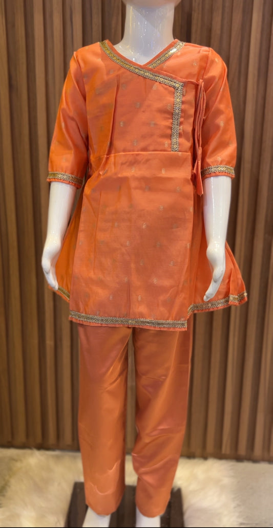 Orange Gota Buti Angrakha Set