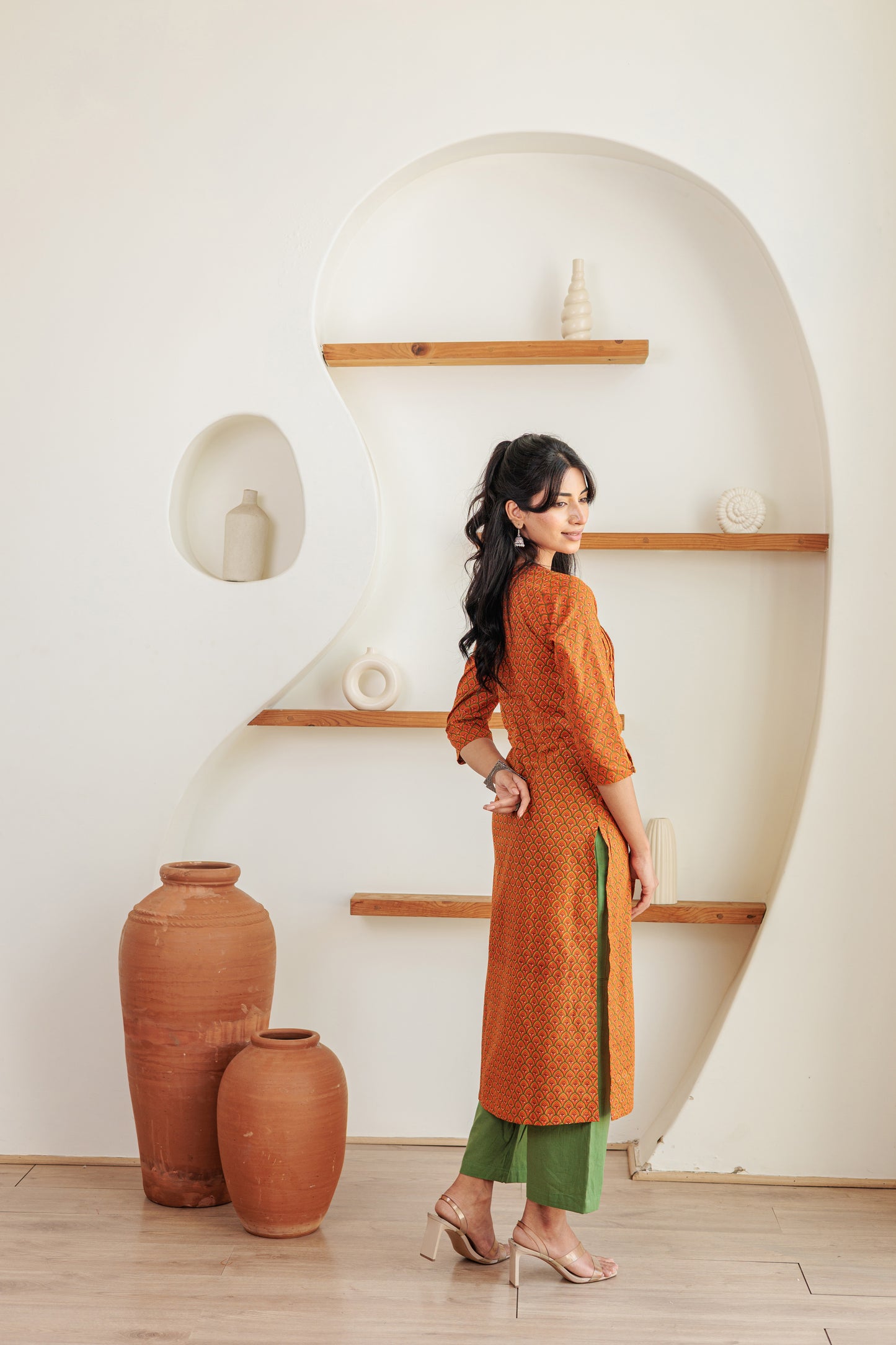 Mandarin Vamsam Kurti with Plazzo Pants Family