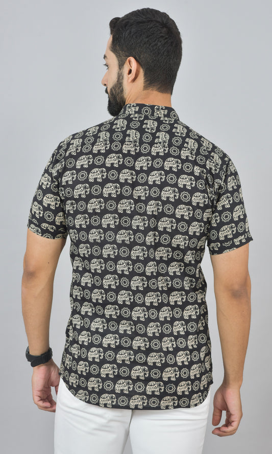 Black Elephant Parade Half Short Kurta