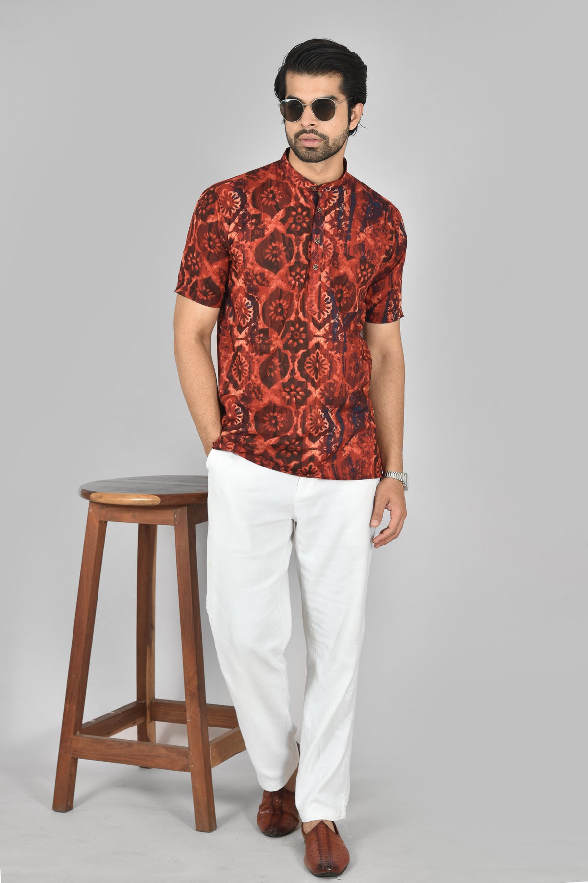 Ember Abstract Short Sleeves Kurta